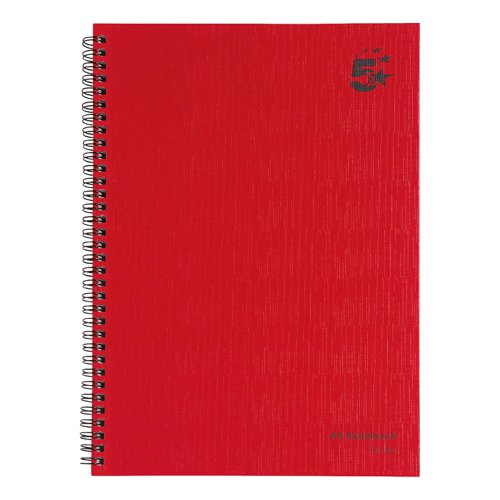 5 Star Office FSC Manuscript Wirebound Notebook 70gsm Ruled 160pp A4 Red [Pack 5]