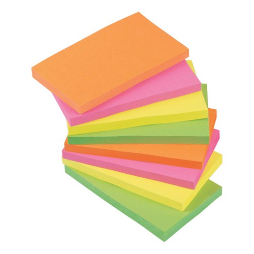 5 Star Office Re-Move Notes Repositionable Neon Pad of 100 Sheets 76x127mm Assorted [Pack 12]