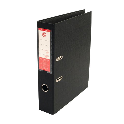 5 Star Office Premium Polypropylene Lever Arch File Fcap Black [Pack 10]