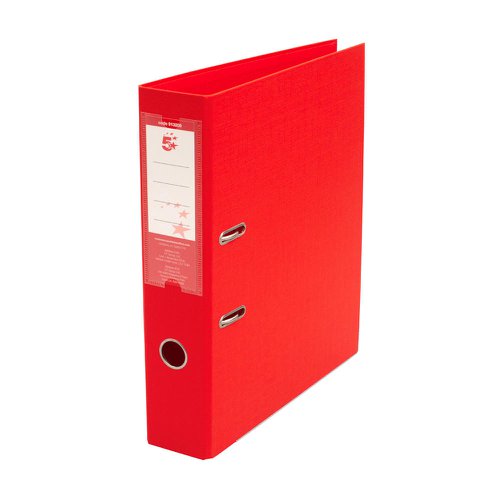 5 Star Office Premium Polypropylene Lever Arch File Fcap Red [Pack 10]