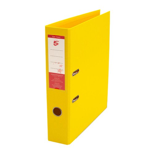 5 Star Office Premium Polypropylene Lever Arch File Fcap Yellow [Pack 10]