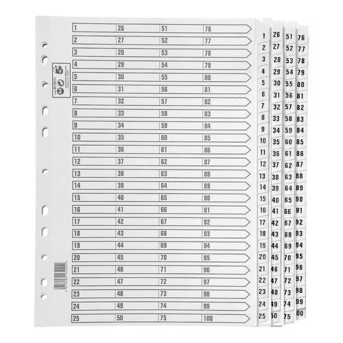 5 Star Office Index 1-100 Multipunched Mylar-reinforced Strip Tabs 160gsm A4 White 913411 Buy online at Office 5Star or contact us Tel 01594 810081 for assistance