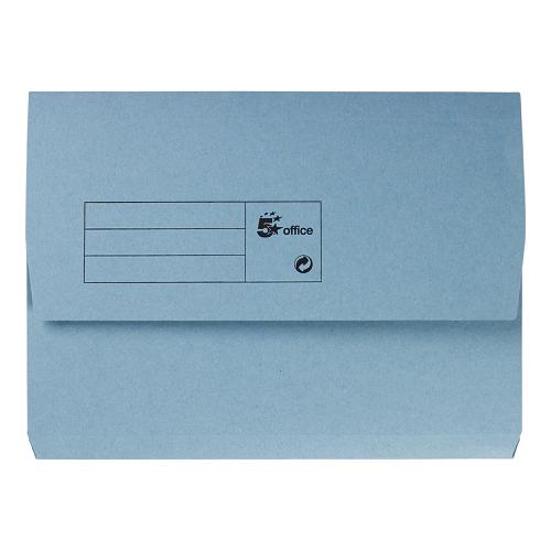 5 Star Office Document Wallet Half Flap 285gsm Recycled Capacity 32mm A4 Blue [Pack 50]