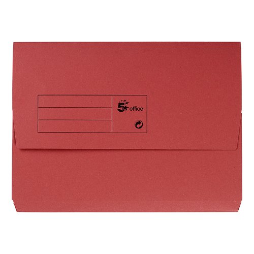 5 Star Office Document Wallet Half Flap 285gsm Recycled Capacity 32mm A4 Red [Pack 50]