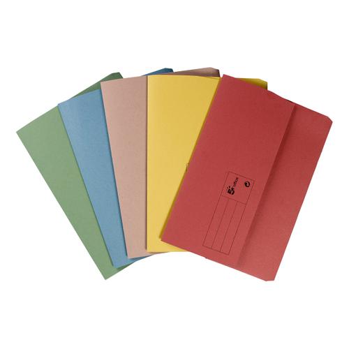 5 Star Office Document Wallet Half Flap 285gsm Recycled Capacity 32mm A4 Red [Pack 50] The OT Group
