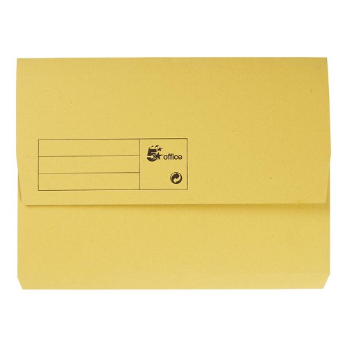 5 Star Office Document Wallet Half Flap 285gsm Recycled Capacity 32mm A4 Yellow [Pack 50]