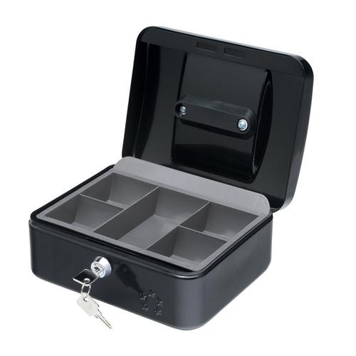 5 Star Facilities Cash Box with 5-compartment Tray Steel Spring Lock 8 Inch W200xD160xH70mm Black 918885 Buy online at Office 5Star or contact us Tel 01594 810081 for assistance