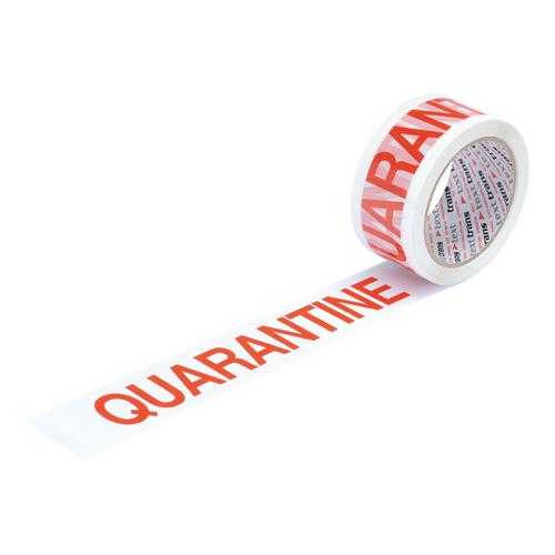 5 Star Office Printed Tape Quarantine Polypropylene 48mmx66m Red Text on White [Pack 6]