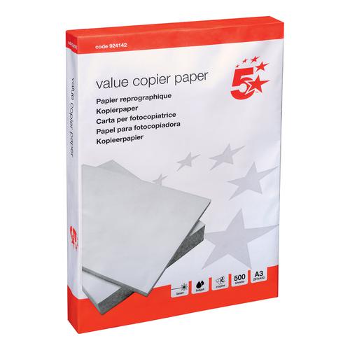 5 Star Value Copier PEFC Paper Multifunctional Ream-Wrapped 80gsm A3 White [500 Sheets]