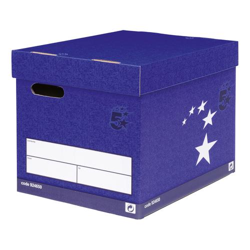 5 Star Office Archive Storage Boxes with Lids Blue FSC Strong Medium 908978 Pk10