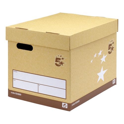 5 Star Office Archive Storage Boxes with Lids Yellow FSC Strong Medium 924669 Pk10