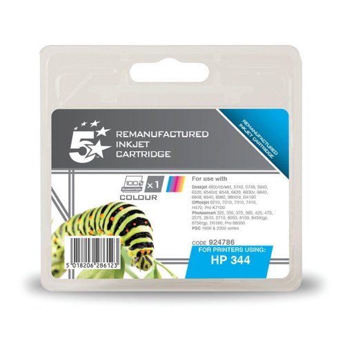 5 Star Office Remanufactured Inkjet Cartridge Page Life 560pp 14ml Tri-Colour [HP No.344 C9363EE Alternative]