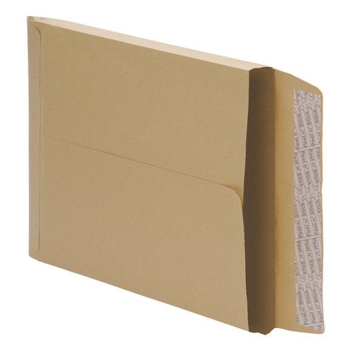 5 Star Office Envelopes 353x250mm Gusset 25mm Peel and Seal 115gsm Manilla [Pack 125]