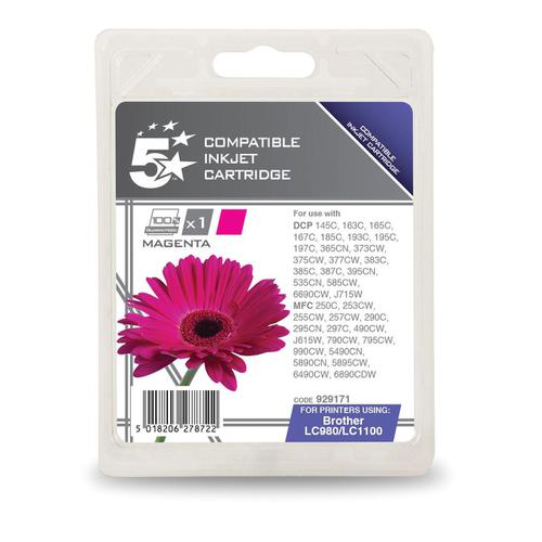 5 Star Office Remanufactured Inkjet Cartridge Page Life 325pp Magenta [Brother LC1100M Alternative]