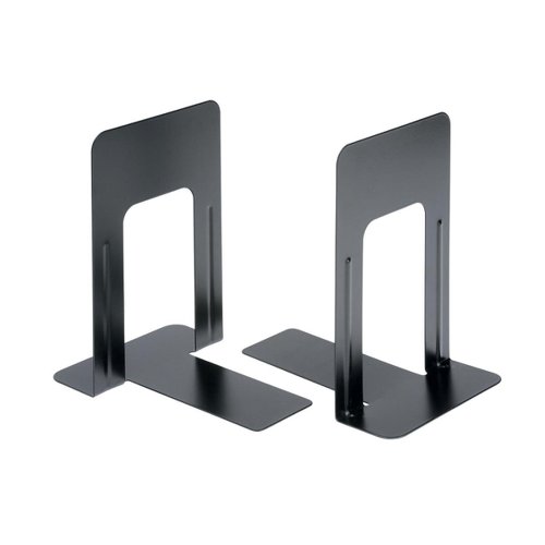 5 Star Office Bookends 224mm Metal Heavy Duty 9 Inch Black [Pack 2]