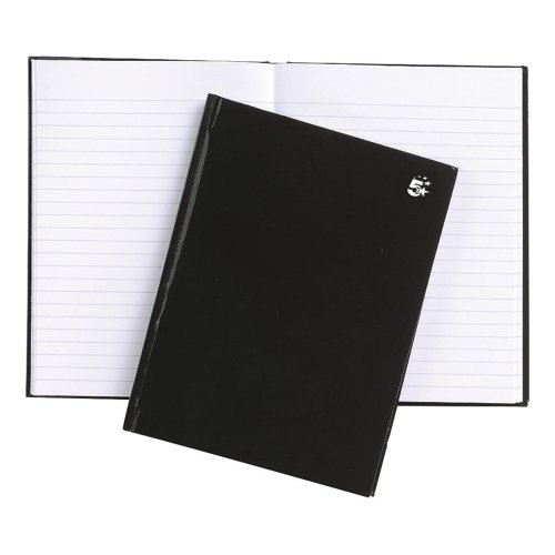 5 Star Office FSC Notebook Casebound 80gsm Ruled 160pp A5 Black [Pack 5]