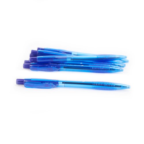 5 Star Office Retractable Ball Pen Medium 1.0mm Tip 0.7mm Line Blue [Pack 20]