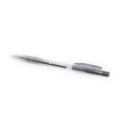 5 Star Office Retractable Ball Pen Medium 1.0mm Tip 0.7mm Line Black [Pack 20]