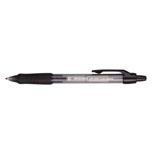 5 Star Office Gel Rollerball Retractable 0.7mm Tip 0.4mm Line Black [Pack 12]