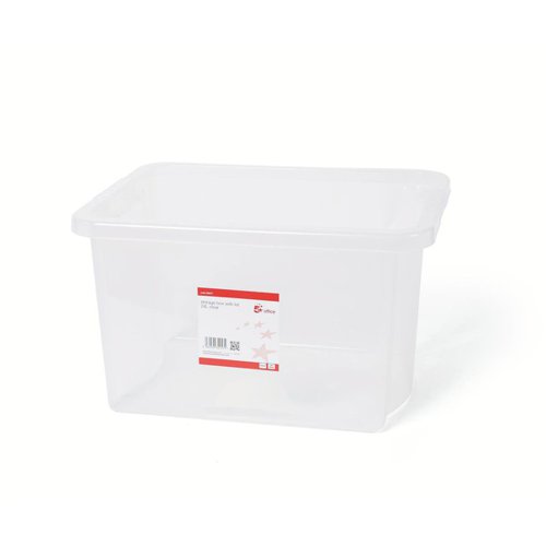 5 Star Office Storage Box Plastic with Lid Stackable 22 Litre Clear