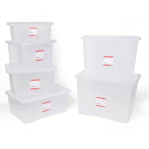 5 Star Office Storage Box Plastic with Lid Stackable 22 Litre Clear