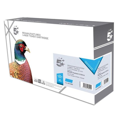 5 Star Office Remanufactured Laser Toner Cartridge 2800pp Cyan [HP 304A CC531A Alternative]