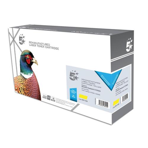 5 Star Office Remanufactured Laser Toner Cartridge 2800pp Yellow [HP 304A CC532A Alternative]