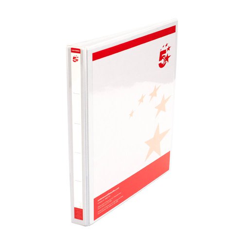 5 Star Office A4 Presentation Ring Binder Polypropylene 16mm 4D-Ring White [Pack 10]