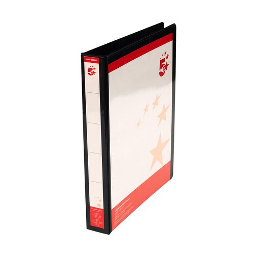 5 Star Office A4 Presentation Ring Binder Polypropylene 25mm 4D-Ring Black [Pack 10]