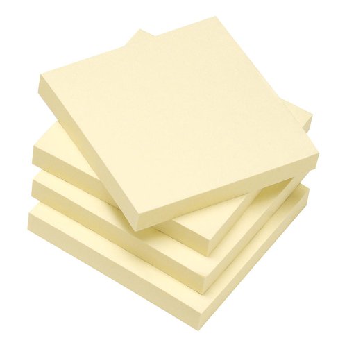 5 Star Eco Re-Move Recycled Notes Repositionable Pad of 100 Sheets 76x76mm Yellow [Pack 12]