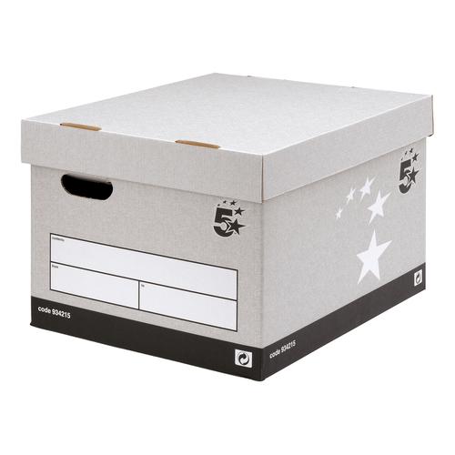 5 Star Office Archive Storage Boxes with Lids Grey FSC Strong Large 934215 Pk10
