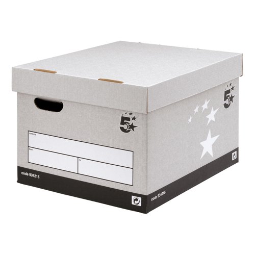 5 Star Facilities Fsc Storage Box With Lid Self-Assembly Extra Large W388Xd436Xh290Mm Grey [Box 10]