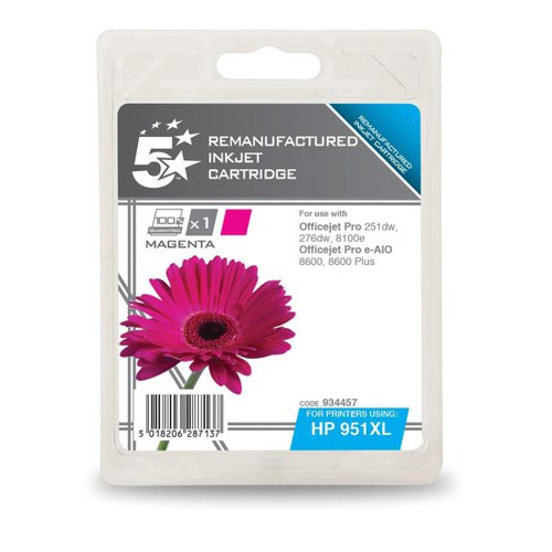 5 Star Office Remanufactured Inkjet Cartridge HY 1500pp 17ml Magenta [HP No.951XL CN047AE Alternative]