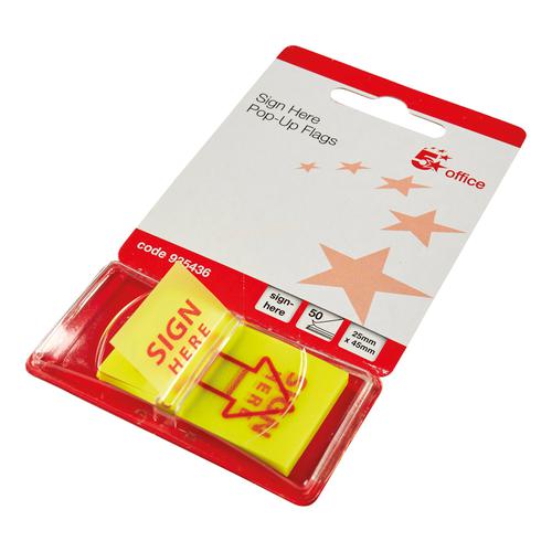 5 Star Office Sign Here Index Flags Tab With Red Arrow 46x25mm 10 Wallets of 50 Flags [500 Flags]