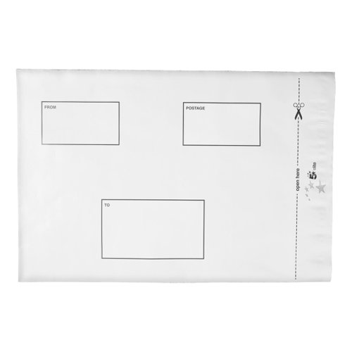 5 Star Elite Envelopes ExtraStrong Waterproof Polythene Peel & Seal Opaque 250x320mm&50mm Flap [Pack 100]  935787