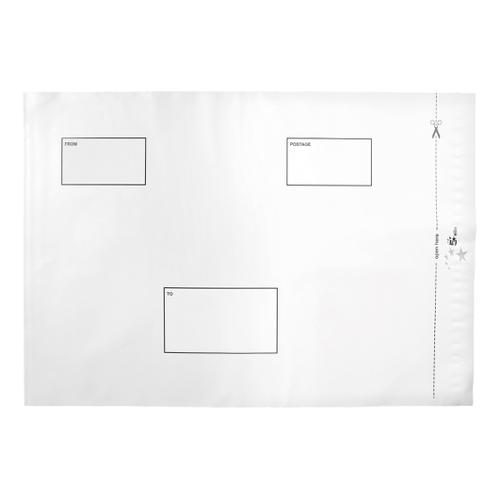 5 Star Elite Envelopes ExtraStrong Waterproof Polythene Peel & Seal Opaque 335x435mm&50mm Flap [Pack 100]