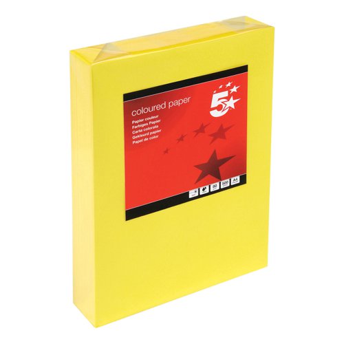 5 Star Office Coloured Copier Paper Multifunctional Ream-Wrapped 80gsm A4 Deep Yellow [500 Sheets]