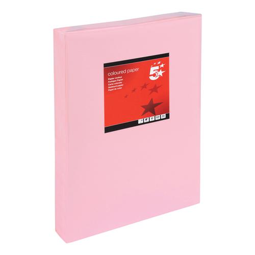 5 Star Office Coloured Copier Paper Multifunctional Ream-Wrapped 80gsm A3 Light Pink [500 Sheets]