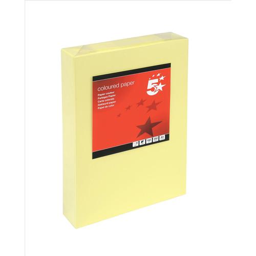 5 Star Office Coloured Card Multifunctional 160gsm A4 Light Yellow [250 Sheets]
