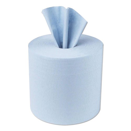 5 Star Facilities Centrefeed Tissue Refill for Jumbo Dispenser Single-ply L300mxW180mm Blue [Pack 6]