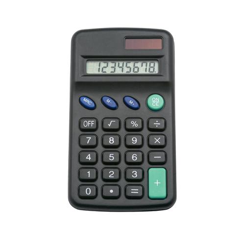 5 Star Office Pocket Calculator 8 Key Display Solar and Battery Power 63x17x113mm Black
