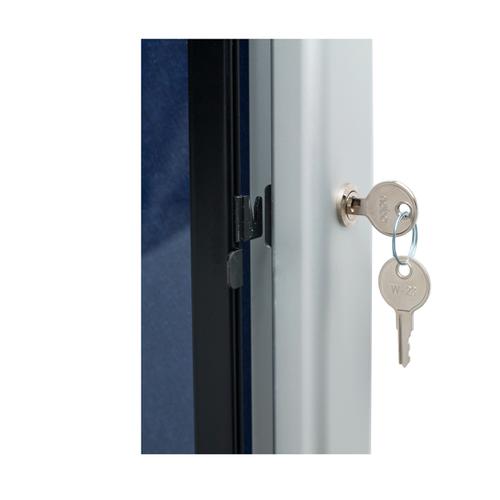 5 Star Glazed Noticeboard with Swing Door Locking Aluminium Frame Blue Felt 900x600mm 937637 Buy online at Office 5Star or contact us Tel 01594 810081 for assistance