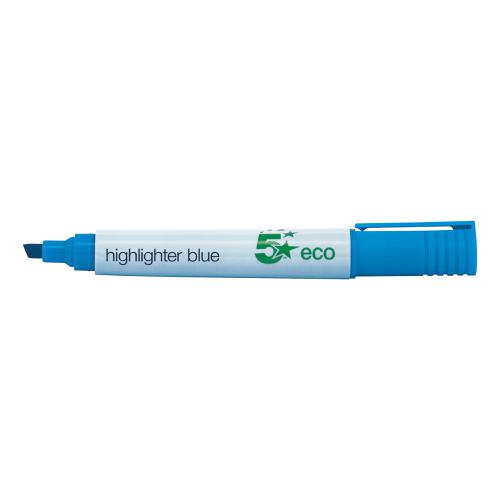 5 Star Eco Highlighter Chisel Tip 1-5mm Line Blue [Pack 10]