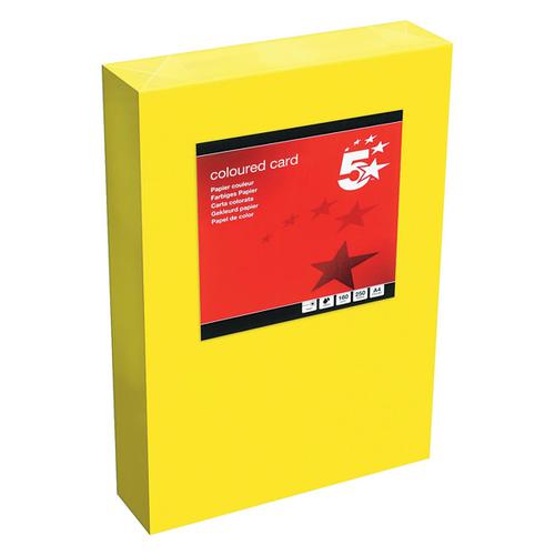 5 Star Office Coloured Card Tinted 160gsm A4 Deep Yellow [Pack 250] 