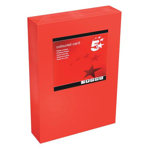 5 Star Office Coloured Card Tinted 160gsm A4 Deep Red [Pack 250] 