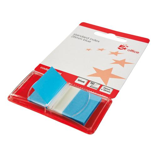 5 Star Office Standard Index Flags 25x45mm Blue [Pack 5] The OT Group