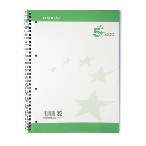 5 Star Eco Spiral Pad 70gsm Ruled Margin Perforated Punched 4 Holes 100pp A4+ [Pack 10]