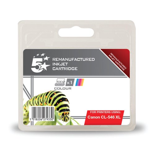 5 Star Office Remanufactured Inkjet Cartridge High Yield 400pp 13ml[Canon CL-546 XL Alternative]Tri-Colour 