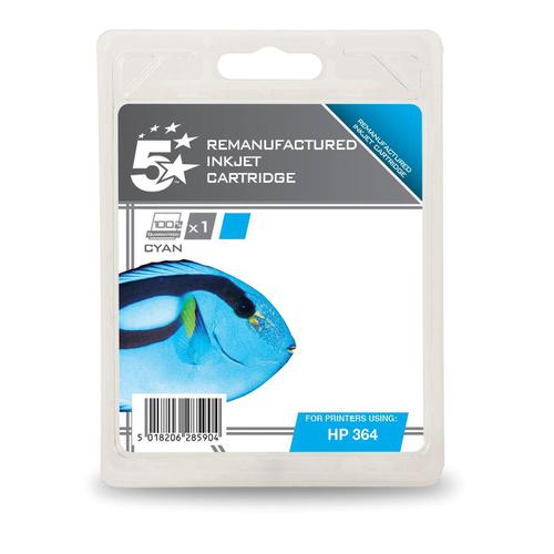 5 Star Office Remanufactured Inkjet Cartridge Page Life 300pp 3ml Cyan [HP No.364 CB318EE Alternative]