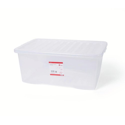 5 Star Office Storage Box Plastic with Lid Stackable 38 Litre Clear [Each]